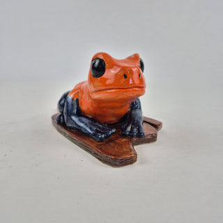 Animal Sculpture - Orange Frog on Creek Bank