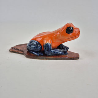 Animal Sculpture - Orange Frog on Creek Bank