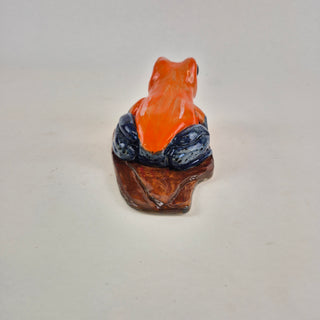 Animal Sculpture - Orange Frog on Creek Bank