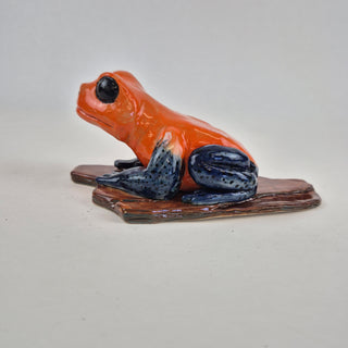 Animal Sculpture - Orange Frog on Creek Bank