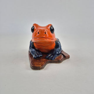Animal Sculpture - Orange Frog on Creek Bank