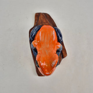 Animal Sculpture - Orange Frog on Creek Bank