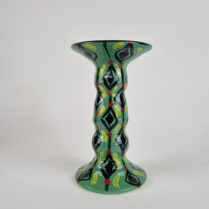 Candle Holder - Diamonds on Green