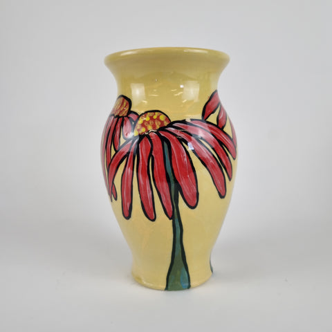 Vase L - Red Flowers on Yellow