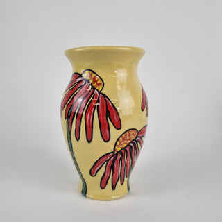 Vase L - Red Flowers on Yellow