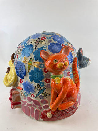 Garden Seat - Cats at play