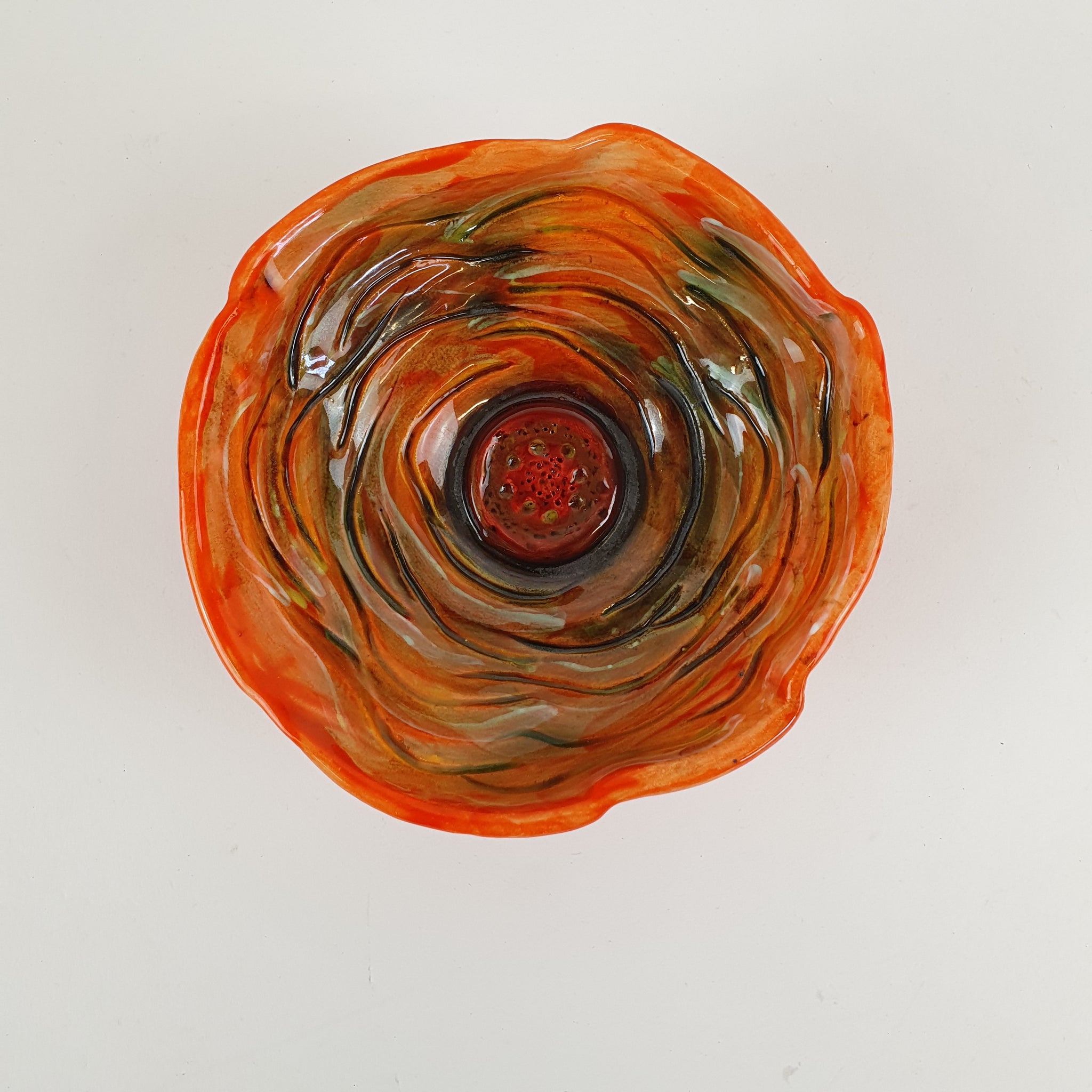 Orange Red center  - Flower Wall Hanging -Medium