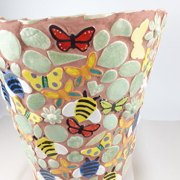 Bee and Butterfly -  Mosaic Planter