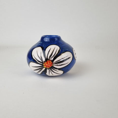 White Flower  Round - Small Vase