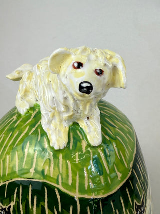 Sculpture-White Sheep dog on Hill