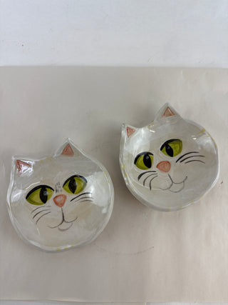 Trinket Dish - White Cat Faces