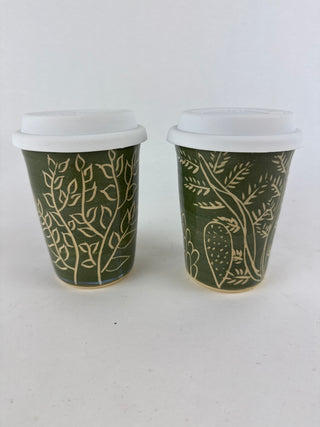 Large Keep  Cup - Carved Green