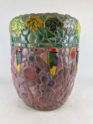 Mosaic Planter- Parrots and Autum Leaves