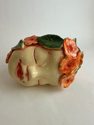 Head Planter - Orange flower
