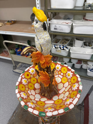 Bird Bath - White Cockatoo