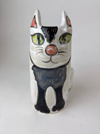 Vase - Black and white Cat