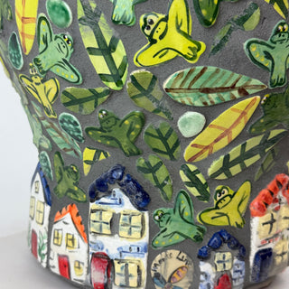 Mosaic Planter- Frogs and Houses