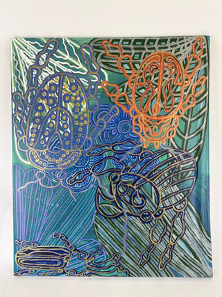 Insects on Green- Peter Hughes painting 1