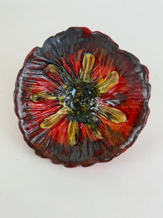 Wall Flower Red with Yellow Burst