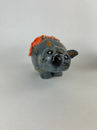 Animal Sculpture - Wombat Orange Flower