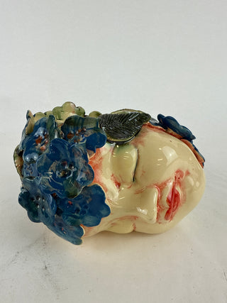 Head Planter - Blue Flower
