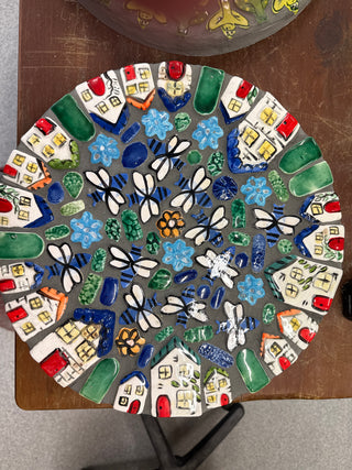 Mosaic Stepping Stone - Houses and Bees