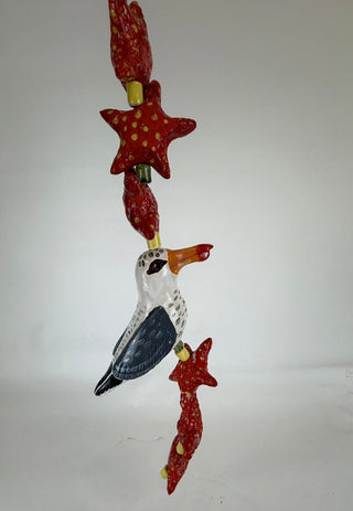 Sculpture- Hanging Beaded starfish and Gull