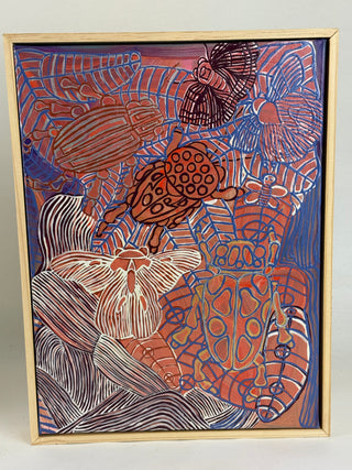 Painting- Peter Hughes Beetle Mania Pink and Purple