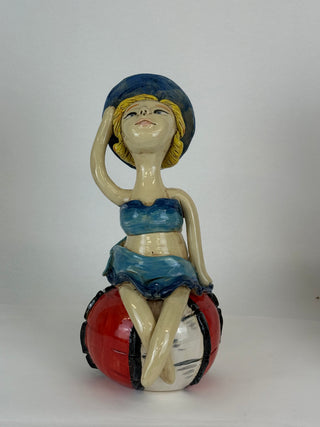 Sculpture- Margerette Figurine on Beach Ball
