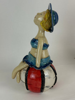 Sculpture- Margerette Figurine on Beach Ball