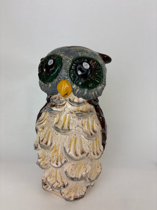 Animal Sculpture - Owl Emerald eyes