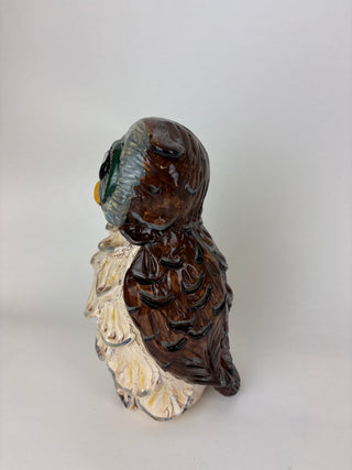Animal Sculpture - Owl Emerald eyes