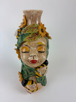 Head vase -  Bees and Monstera