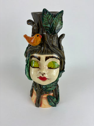 Head vase - Orange Bird