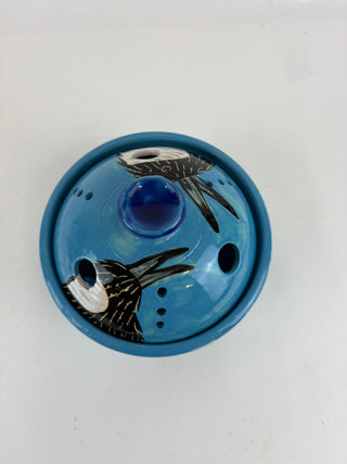 Mosquito Coil Holder - Magpies on blue