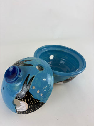 Mosquito Coil Holder - Magpies on blue