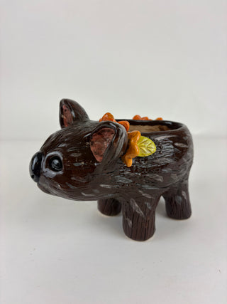 Animal Sculpture - Wombat planter Brown
