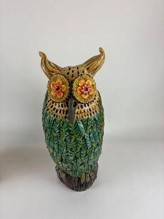 Animal Sculpture - Great Horned Owl Green