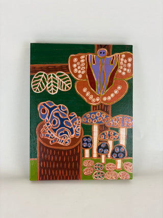 Frog and Mushrooms - Peter Hughes painting
