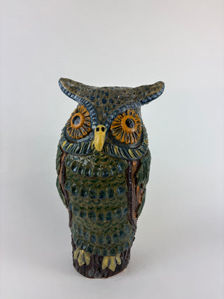 Animal Sculpture - Great Horned Owl Blue