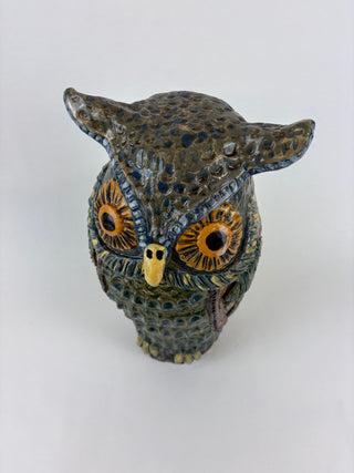 Animal Sculpture - Great Horned Owl Blue