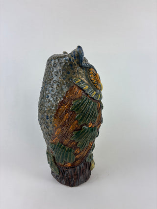 Animal Sculpture - Great Horned Owl Blue