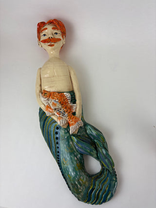 Sculpture-Wall Merman Goldfish