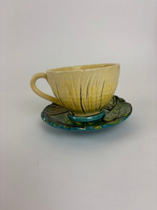 Cream Flower  -  Cup and Saucer