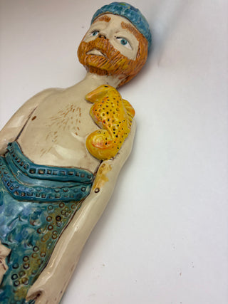 Sculpture-Wall Merman Seahorse