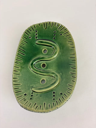 Soap Dish - Green Squiggle