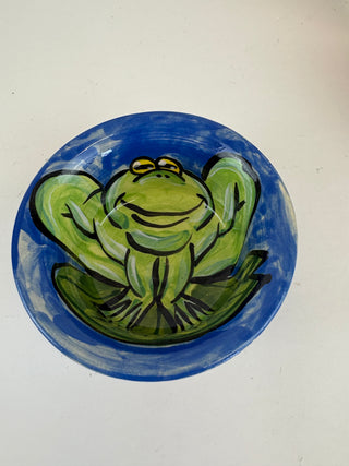 Olive Dish - Froggy on dark blue