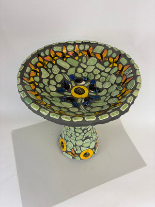 Bird Bath - Small Butterfly and Sunflowers