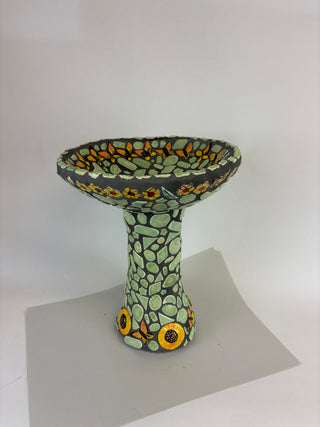 Bird Bath - Small Butterfly and Sunflowers