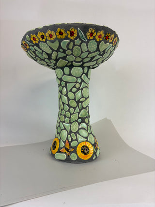 Bird Bath - Small Butterfly and Sunflowers